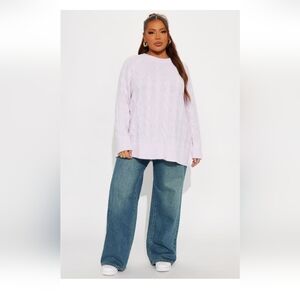Fashion Nova Get It Together Cable Knit Sweater - Lilac Size XL(15) (NWOT)